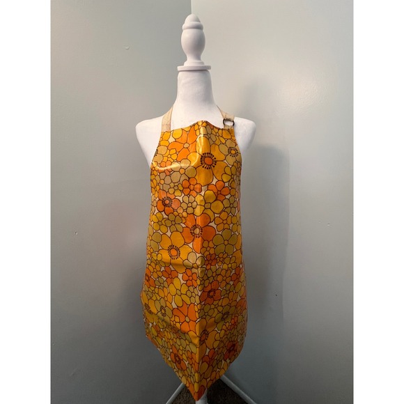 Jebina Designs Other - Vintage Jebina Designs Apron Orange Yellow Floral Oilcloth PVC Made in England